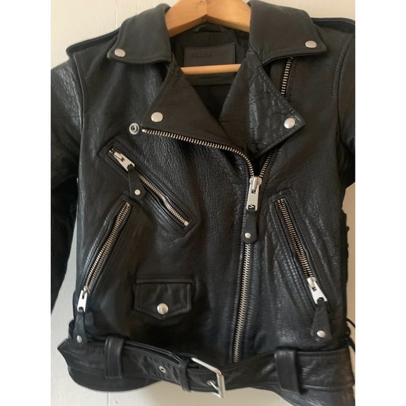 AllSaints Sarana Leather Biker Jacket, Black, Size 0 - Picture 6 of 7